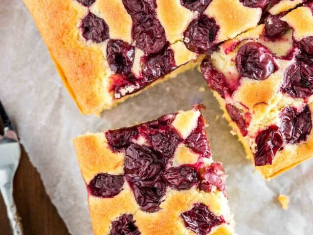 Traditional Hungarian Sour Cherry Cake (Meggyes Sütemény)
